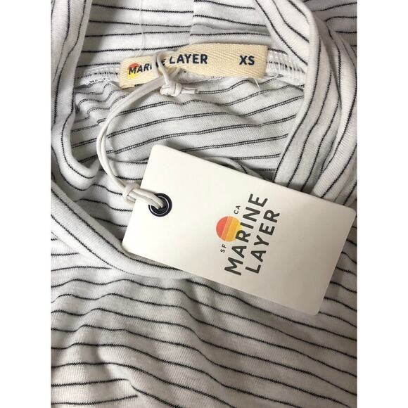 Marine Layer Lynn Top Striped Long Sleeve Turtleneck Natural Black Stripe NWT XS - Picture 5 of 8